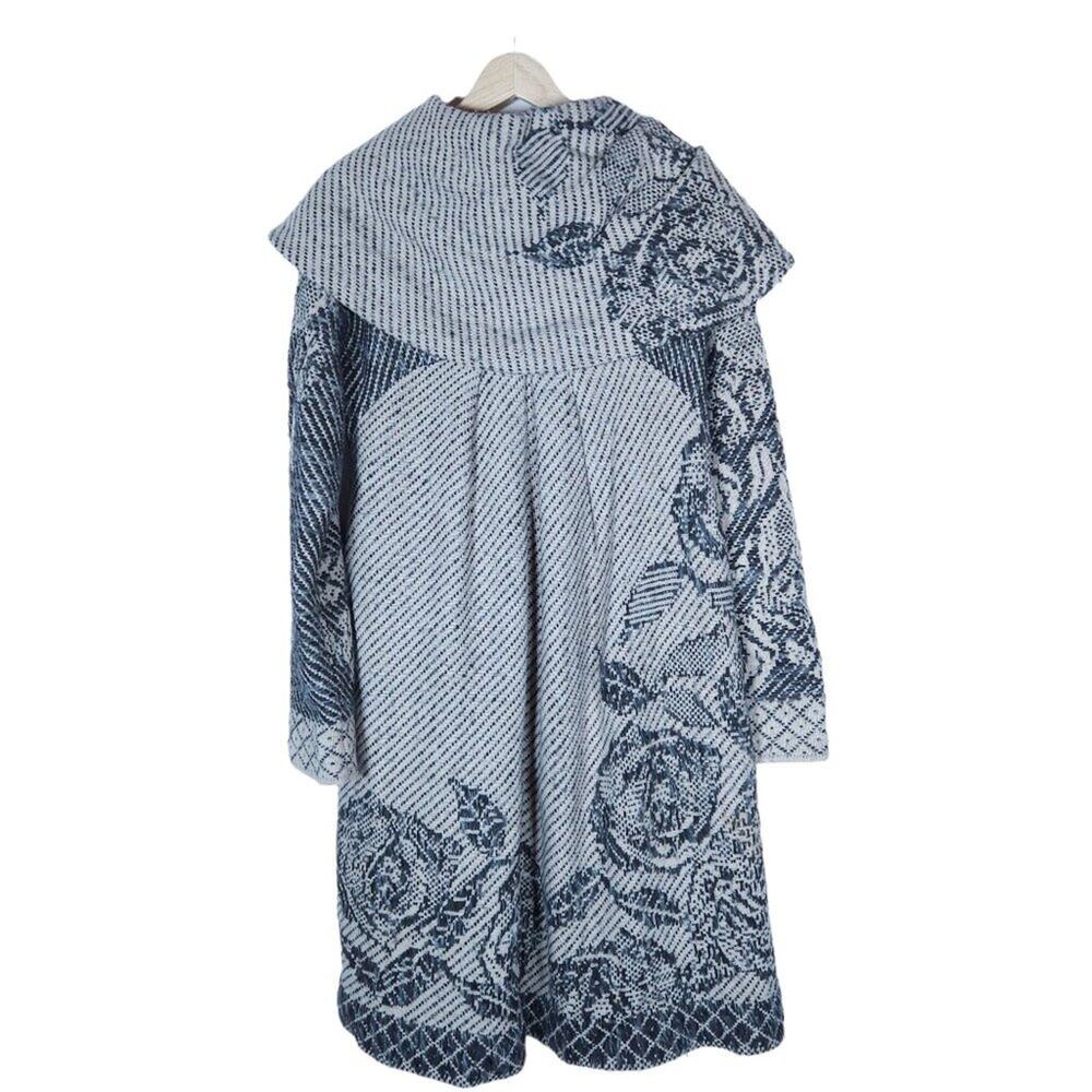 IVKO Womens Coat EU 36 Gray Floral Geometric Button Up Removable Shawl Pockets - Picture 12 of 15